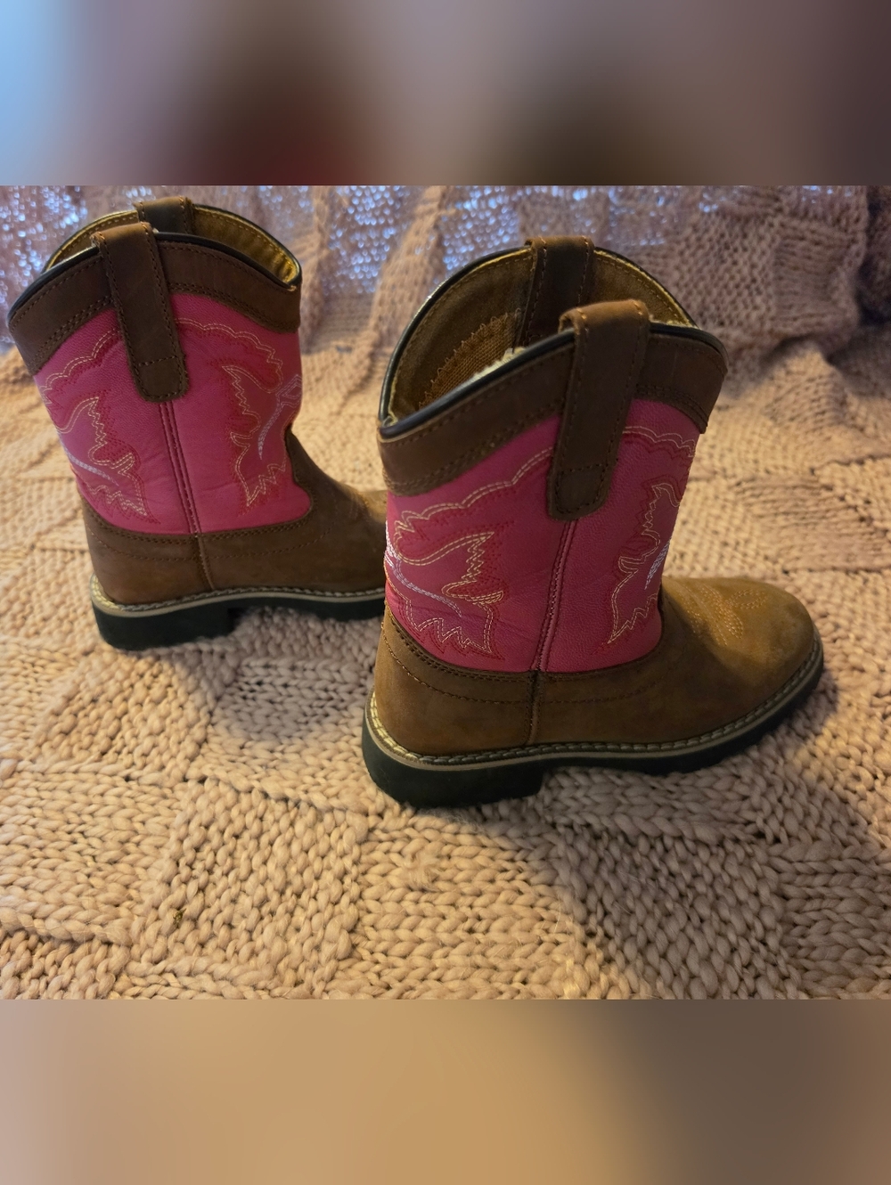 Girls Lincoln Outfitters Maverick Brown & Pink Western Cowboy Boots - Picture 4 of 6